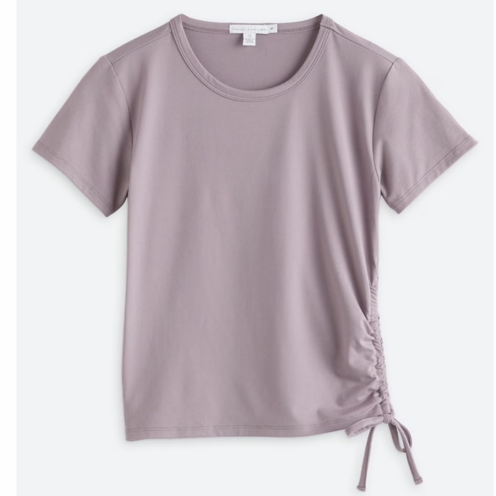 Threads 4 Thought - Purple Ruched Side Top - Picture 4 of 10
